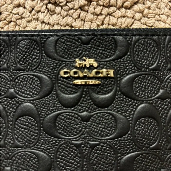 Coach Black Embossed Leather Pouch - Picture 4 of 6